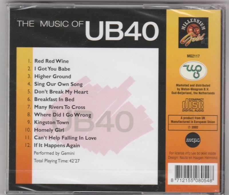 CD The Music of UB40 performed by Gemini