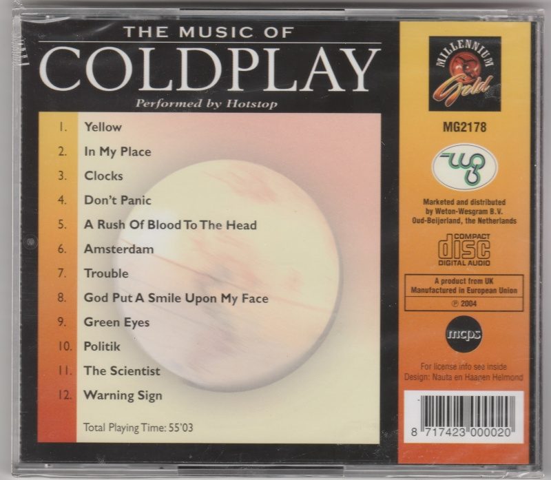 CD The Music of COLDPLAY performed by Hotstop