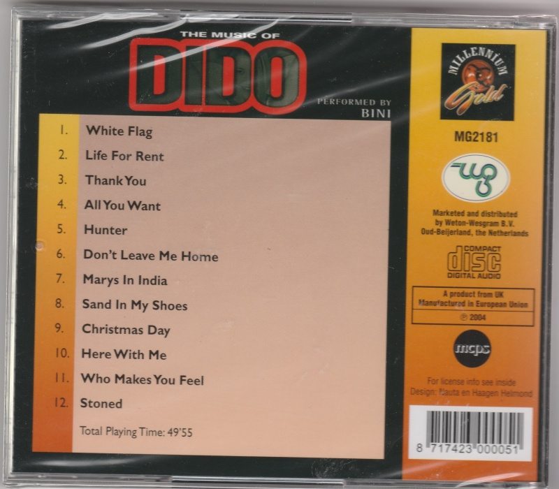 CD The music of DIDO performed by Bini