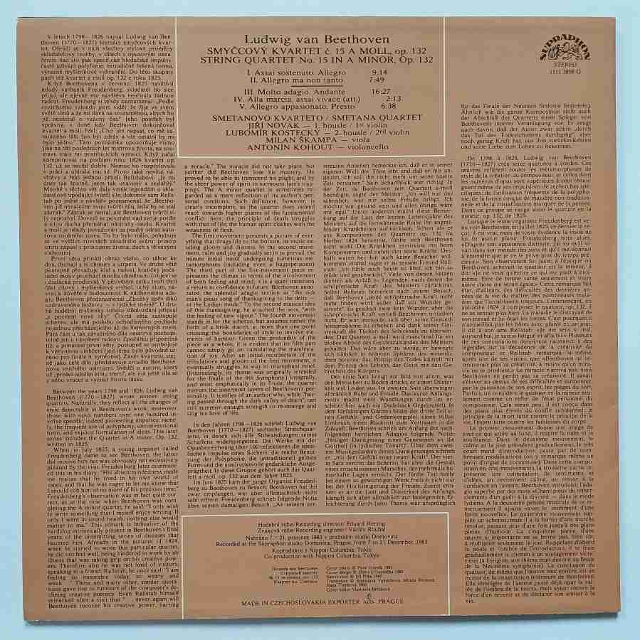 LP Ludwig Van Beethoven - String Quartet No. 15 in A minor, Op. 132