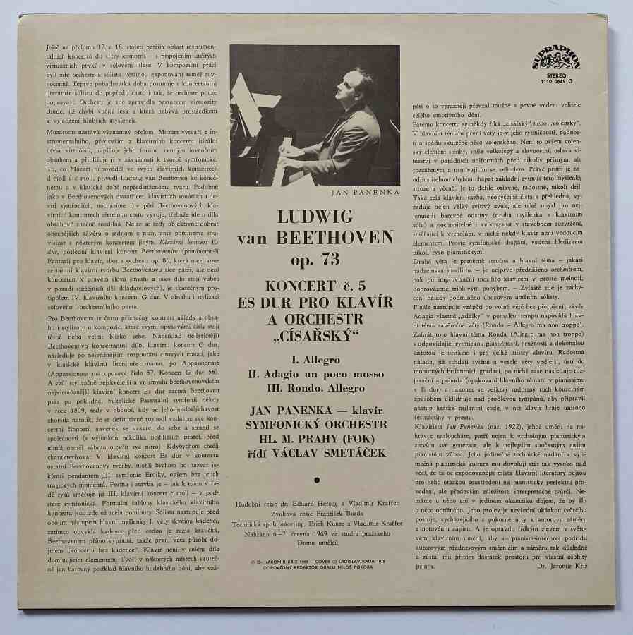LP Ludwig Van Beethoven - Klavírní koncert č. 5 Es Dur Císařský Stereo