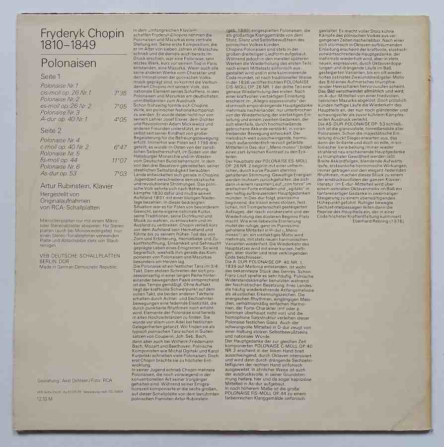 LP Fryderyk Chopin - Polonaisen Arthur Rubinstein 