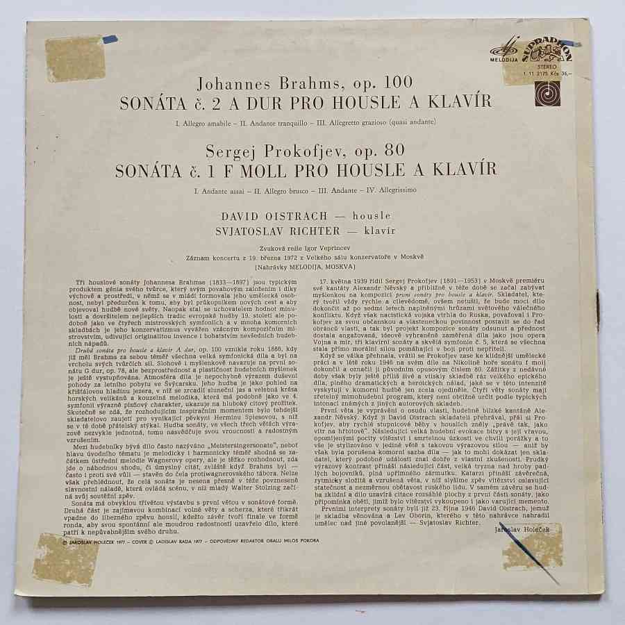 LP Johannes Brahms - Sergej Prokofjev - sonáty pro housle a klavír
