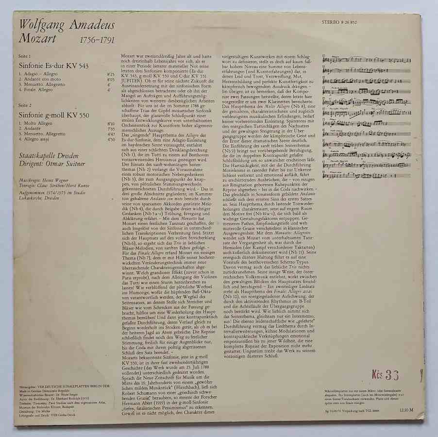 LP Wolfgang Amadeus Mozart - Symfonie Es-DUR KV 543