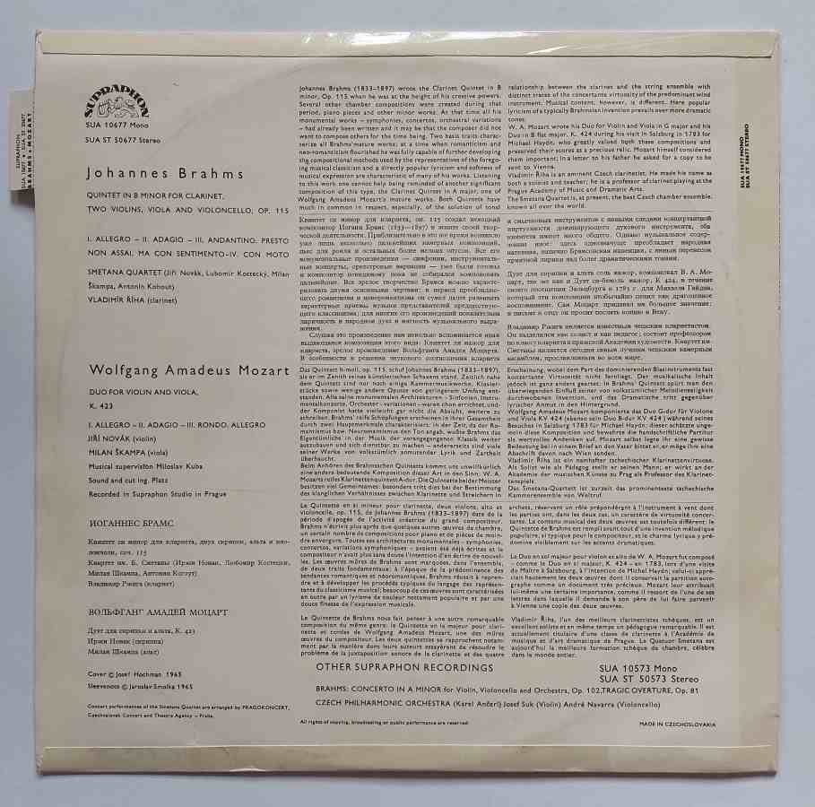 LP Brahms Mozart Smetana Quartet