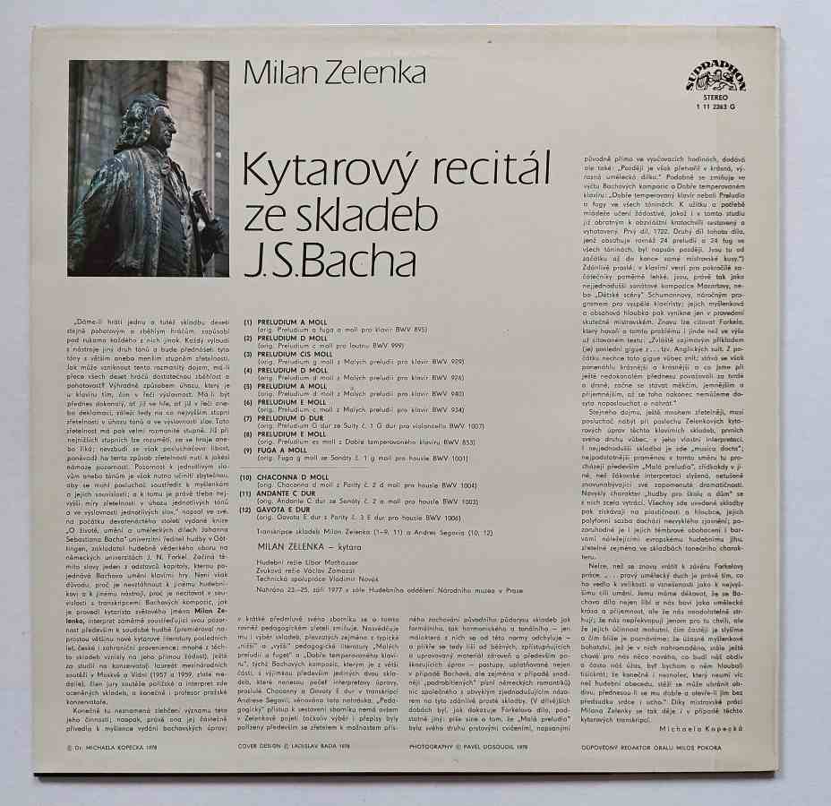 LP Milan Zelenka - Kytarový recitál ze skladeb J. S. Bacha