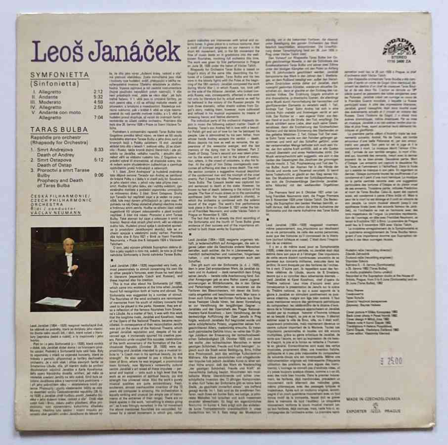LP Leoš Janáček - Sinfonietta - Taras Bulba