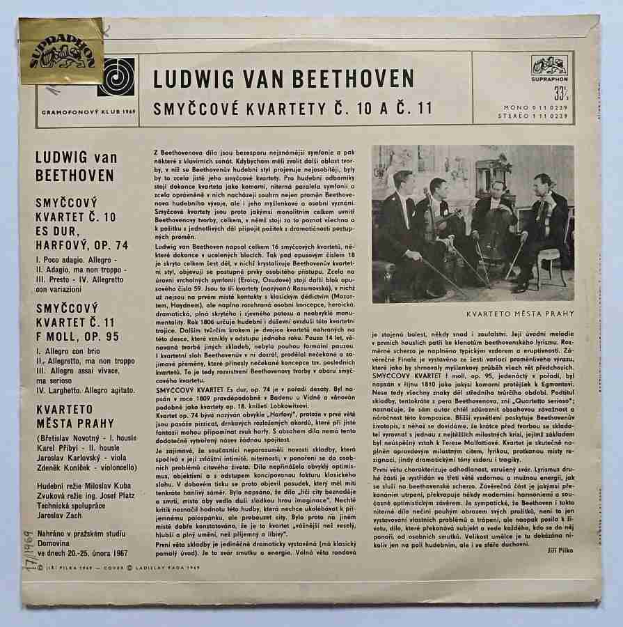 LP Ludwig Van Beethoven - Smyčcový kvartet Es dur č. 10 Harfový op. 74