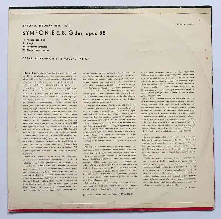 LP ANTONÍN DVOŘÁK - SYMFONIE Č.8 G DUR 