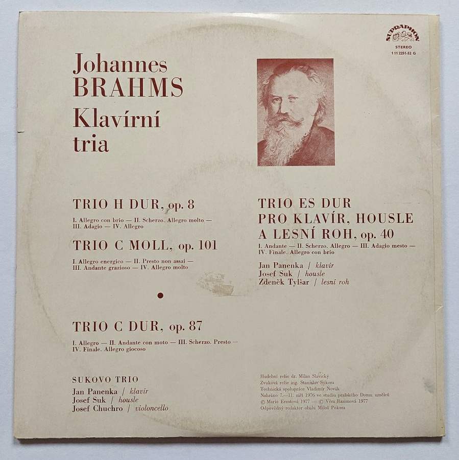 2 LP Johannes Brahms - Klavírní tria