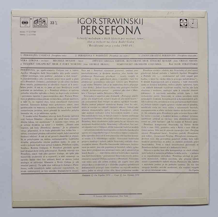 LP IGOR STRAVINSKIJ - PERSEFONA