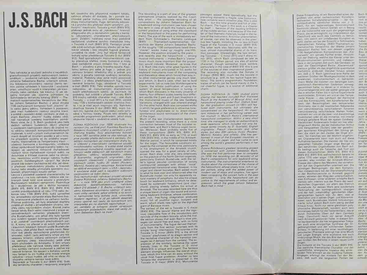 LP Johann Sebastian Bach - Toccatas and Fugues - Zuzana Růžičková