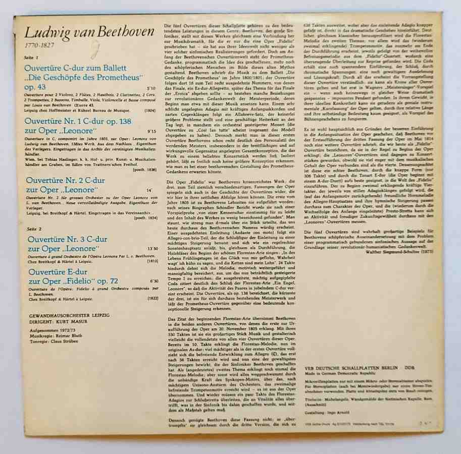 LP Ludwig Van Beethoven - Ouvertüren