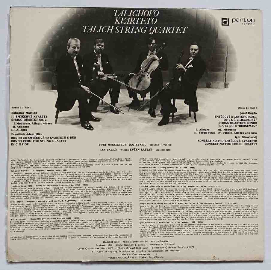 LP Bohuslav Martinů - Talichovo kvarteto