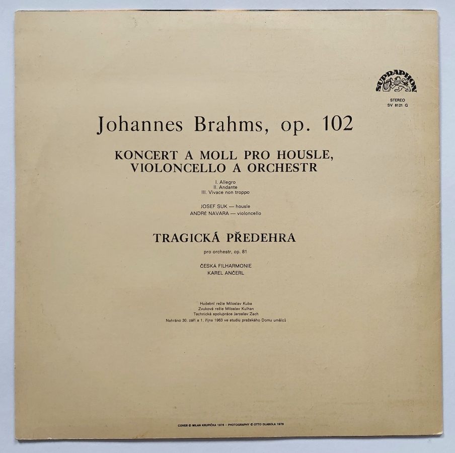 LP Johannes Brahms - Koncert A moll pro housle, violoncello a orchestr op. 102