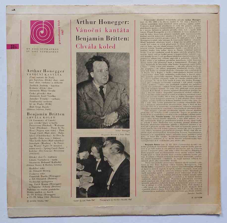 LP ARTHUR HONEGGER - Vánoční kantáta - Une Cantate De Noel