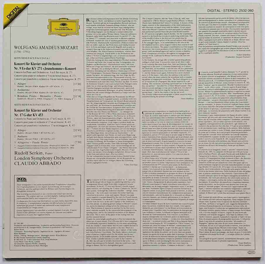 LP Wolfgang Amadeus Mozart - Piano Concertos Nos. 9 & 17