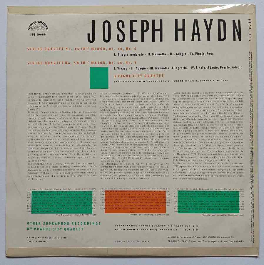 LP Joseph Haydn - String Quartet In F Minor Prague City Quartet