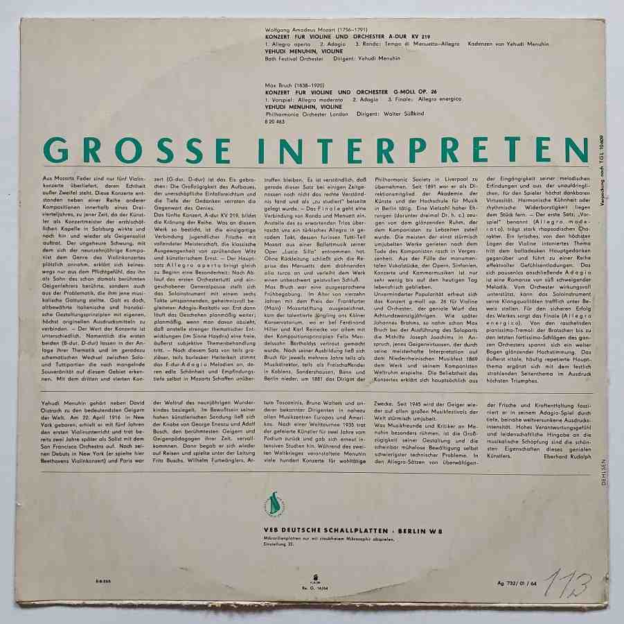 LP YEHUDI MANUHIN - Grosse Interpreten 