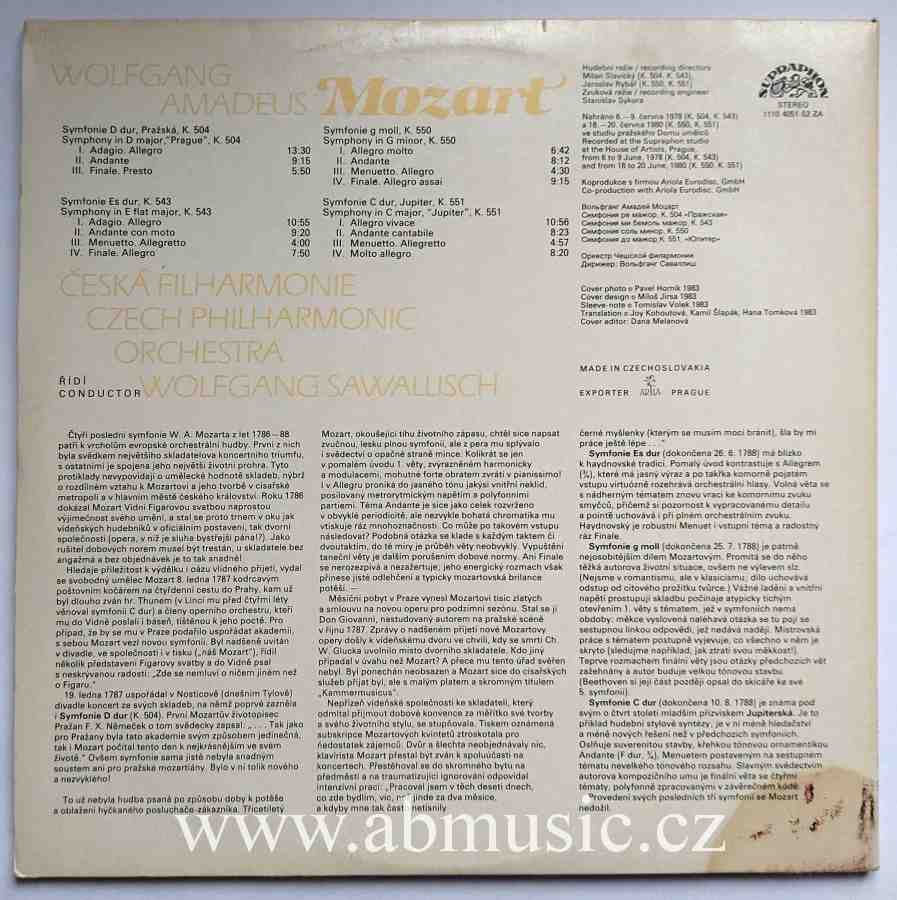 2 LP Wolfgang Amadeus Mozart - Symphonies Nos. 38-41