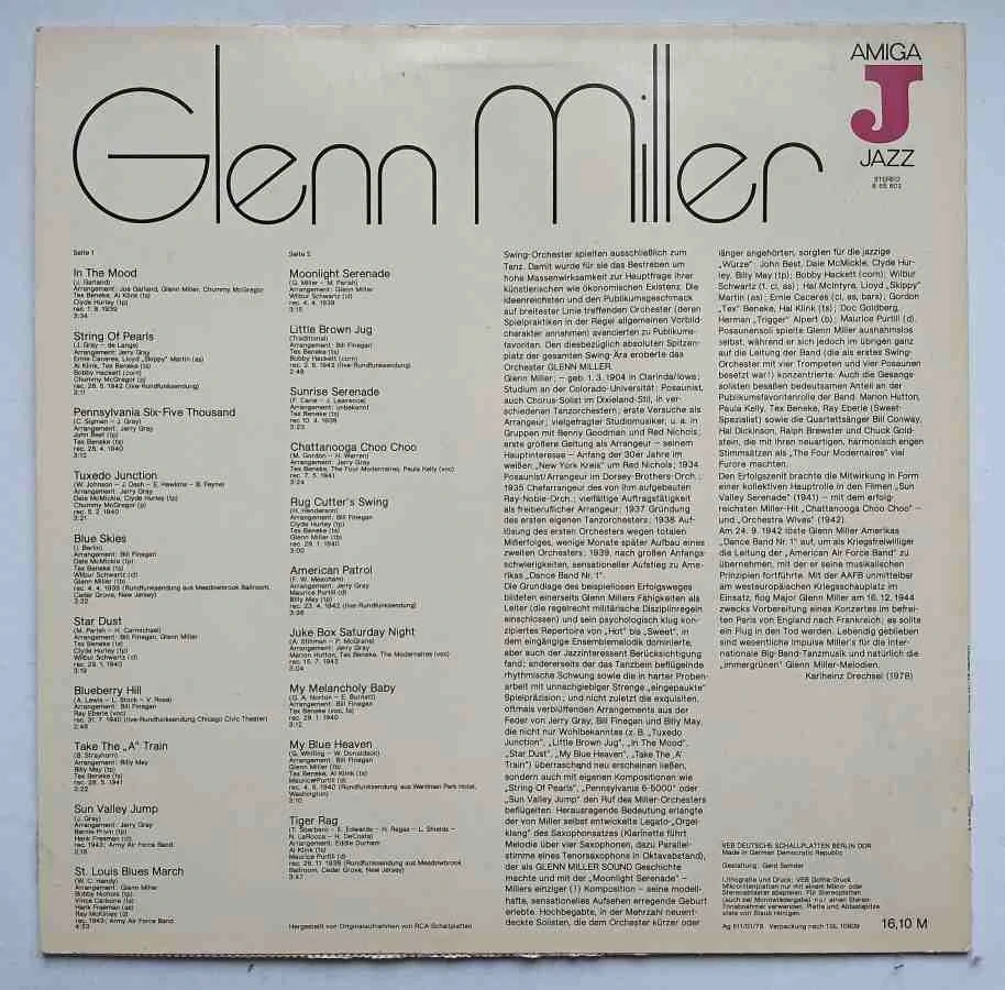 LP Glenn Miller Original AMIGA JAZZ