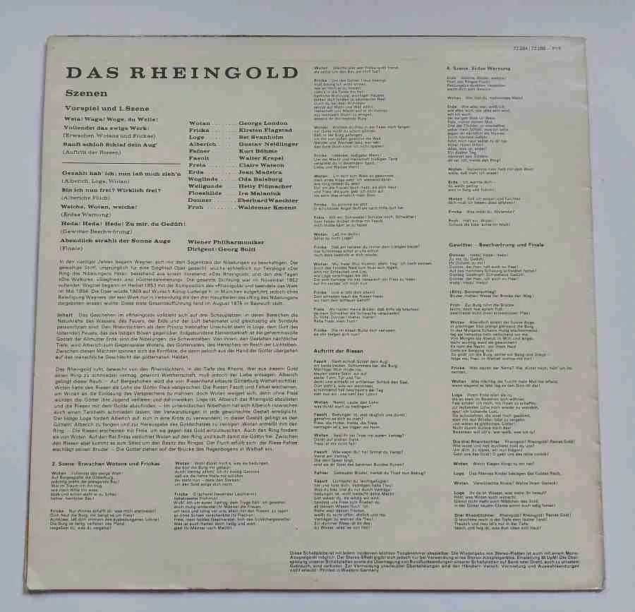 LP Richard Wagner - Das Rheingold - Georg Solti Wiener Philharmoniker