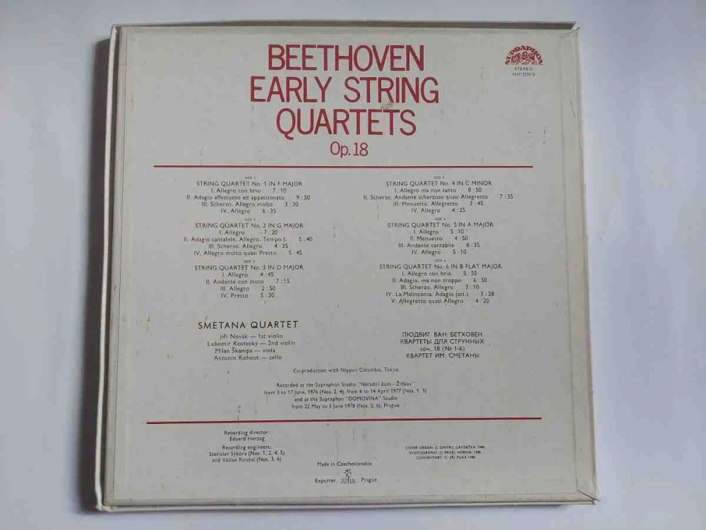 3LP Beethoven Early String Quartets - Smetana Quartet