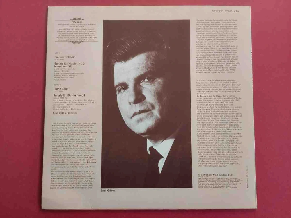LP Chopin / Liszt - Berühmte Klaviersonaten Emil Gilels