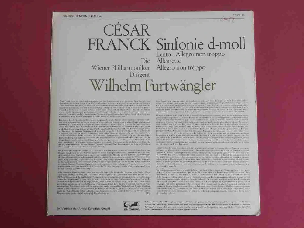 LP César Franck - Symfonie d moll Wilhelm Furtwängler