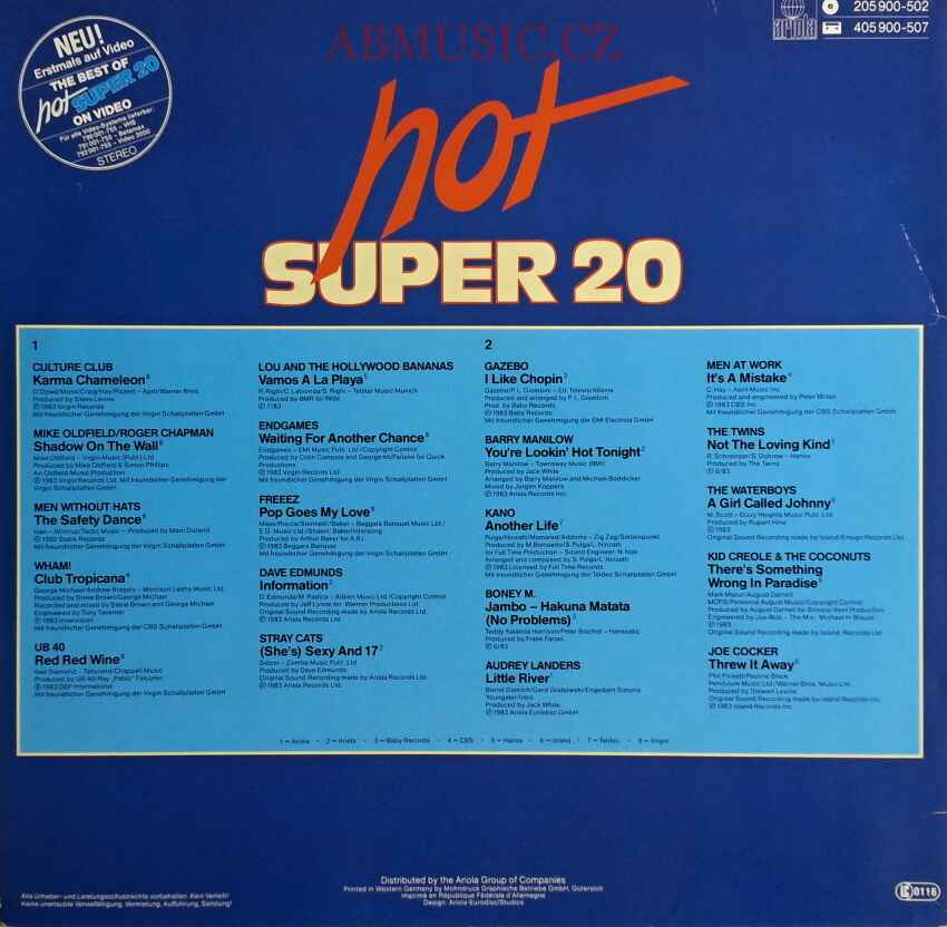 LP Hot Super 20 Hits 1983 - Oldfield , UB 40 ...