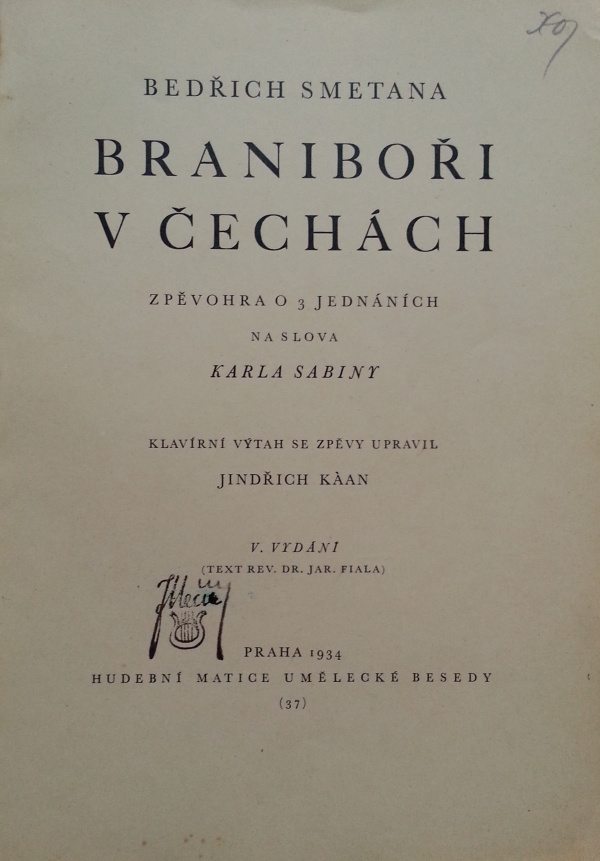 Bedřich Smetana - Braniboři v Čechách - klavírní výtah