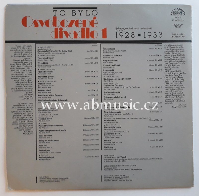 2 LP To bylo Osvobozené divadlo 1928 - 1933 , Voskovec, Werich, Ježek