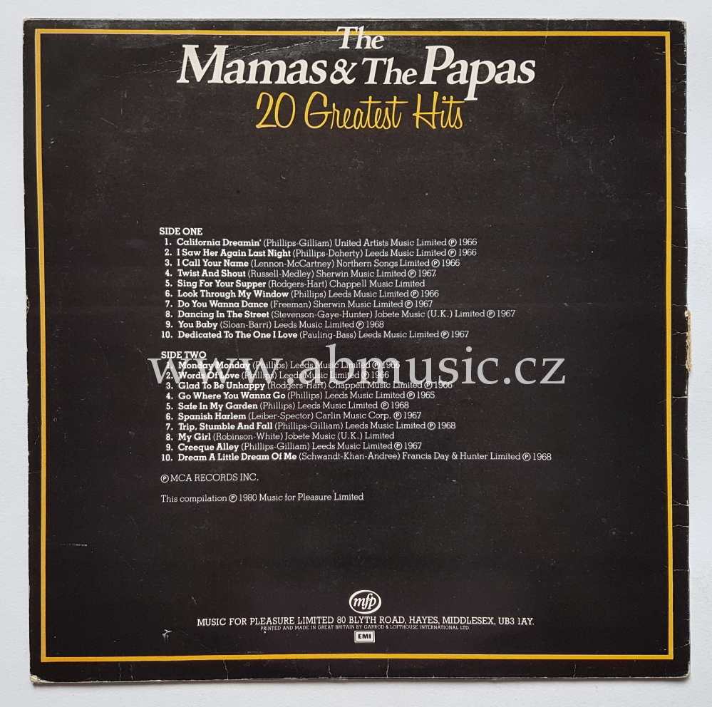 LP The Mamas & The Papas - 20 Greatest Hits