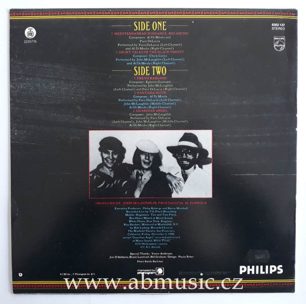 LP Al Di Meola / John McLaughlin / Paco De Lucia Friday Night In San Francisco