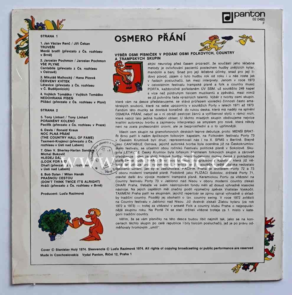 EP Osmero přání, výběr osmi písniček v podání osmi folkových, country a trampských skupin