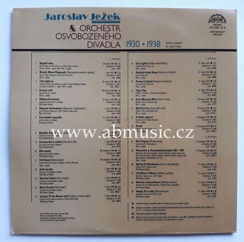 2 LP Jaroslav Ježek & Orchestr Osvobozeného divadla 1930 - 1938 2LP deska / vinyl
