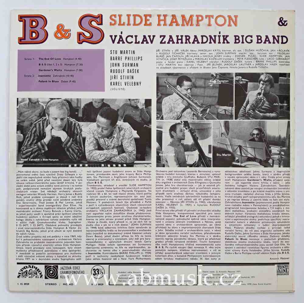 LP Slide Hampton & Václav Zahradník Big Band B & S - LP deska Vinyl