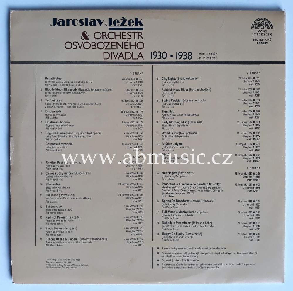 2 LP Jaroslav Ježek & Orchestr Osvobozeného divadla 1930 - 1938 2LP deska - vinyl