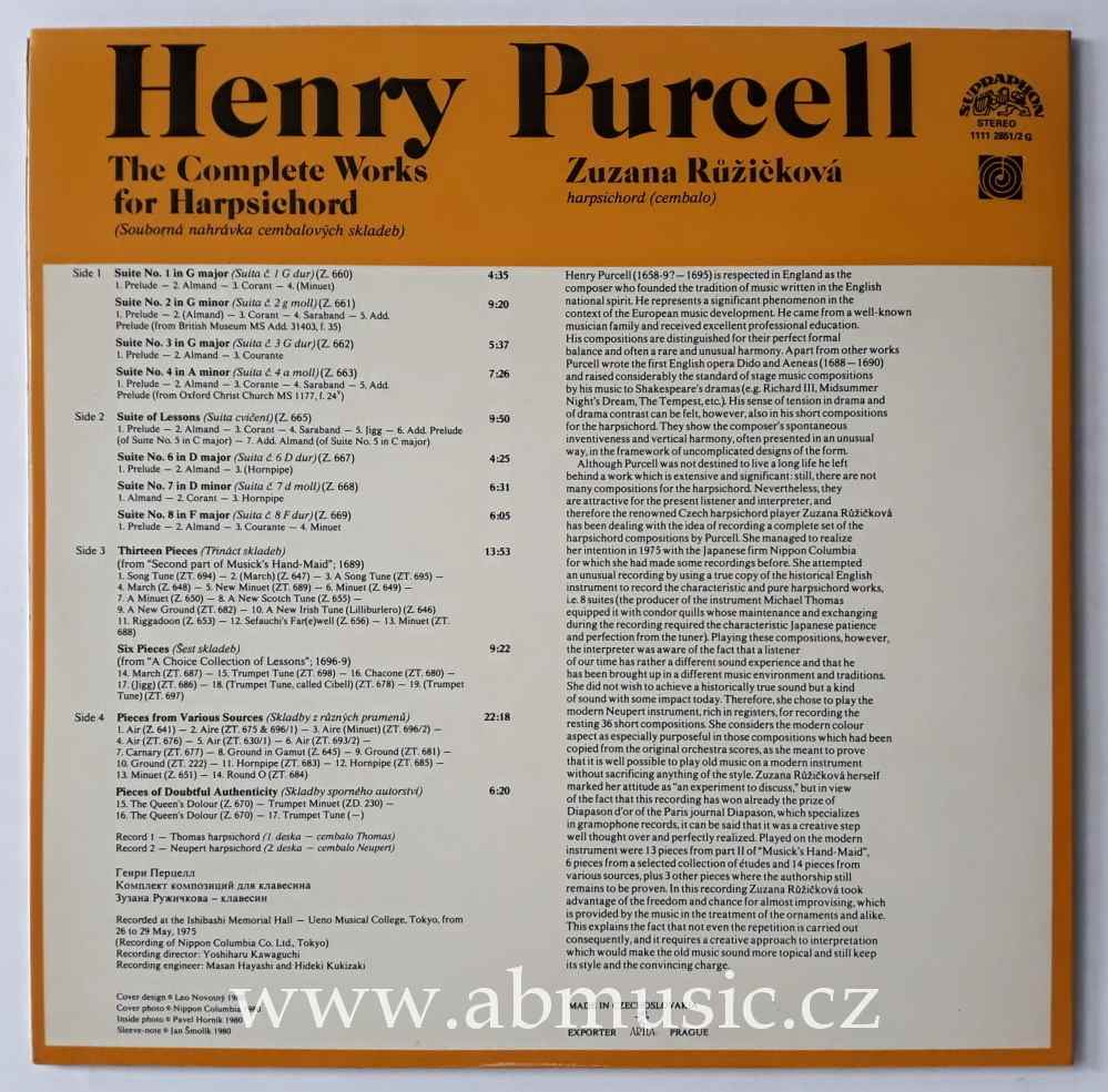 LP Henry Purcell - The Complete Works for Harpsichord