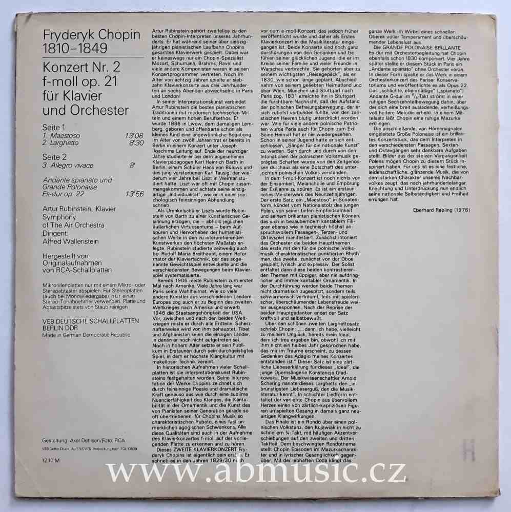 LP Fryderyk Chopin - Klavierkonzert f-moll Arthur Rubinstein 