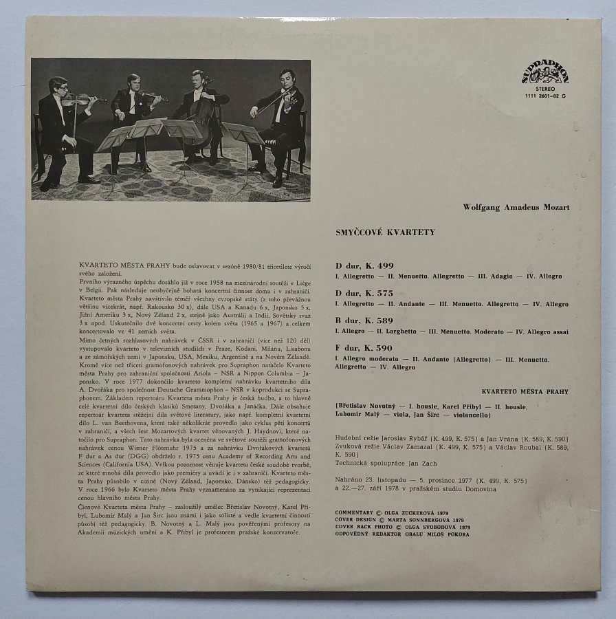 2 LP Wolfgang Amadeus Mozart - Smyčcové kvartety