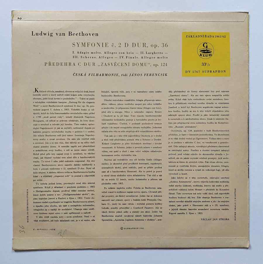 LP Ludwig Van Beethoven - Symfonie č. 2 D DUR op. 36