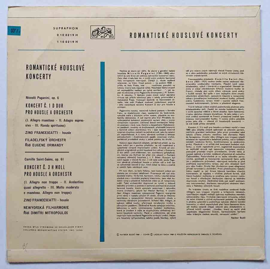 LP Niccolo Paganini - Romantické houslové koncerty