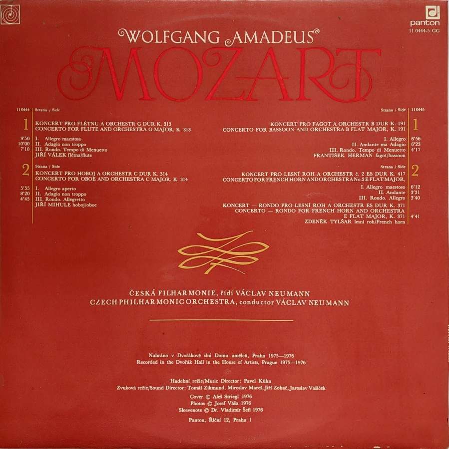 2 LP Wolfgang Amadeus Mozart - Koncert pro flétnu