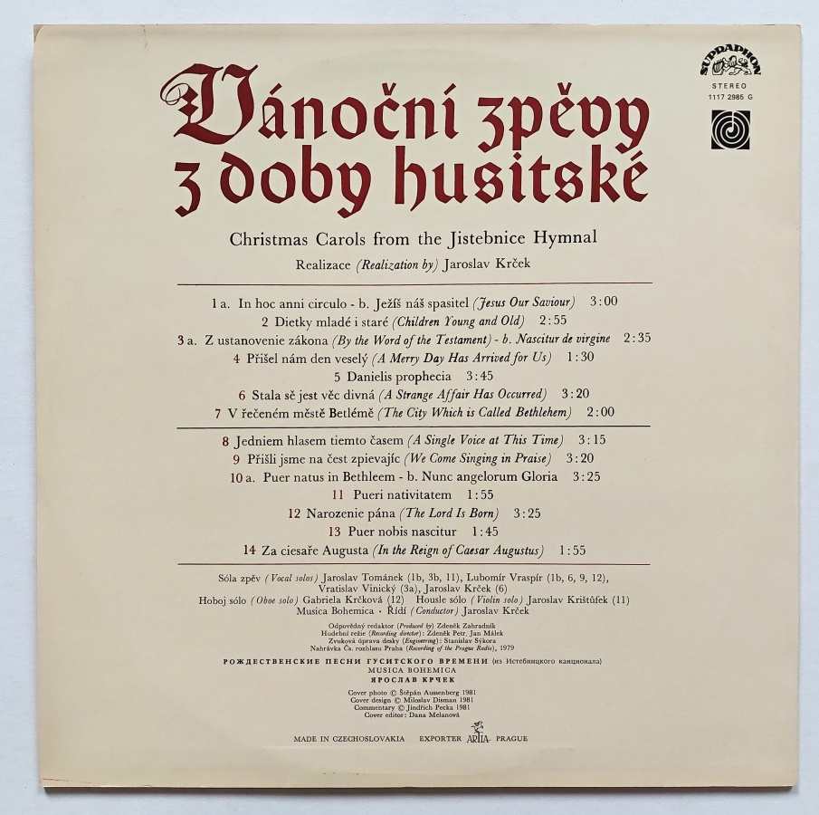 LP Vánoční zpěvy z doby husitské