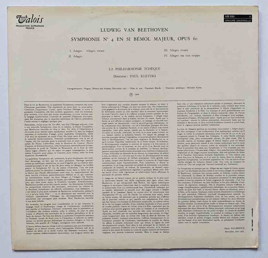LP Ludwig Van Beethoven - Symphonie No 4 op. 60