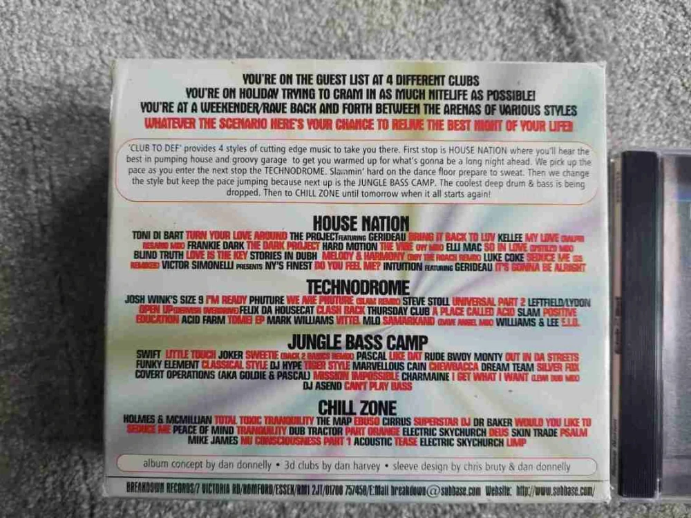 4 CD CLUB 2 DEF House Nation , Technodrome , Jungle Bass Camp , Chill