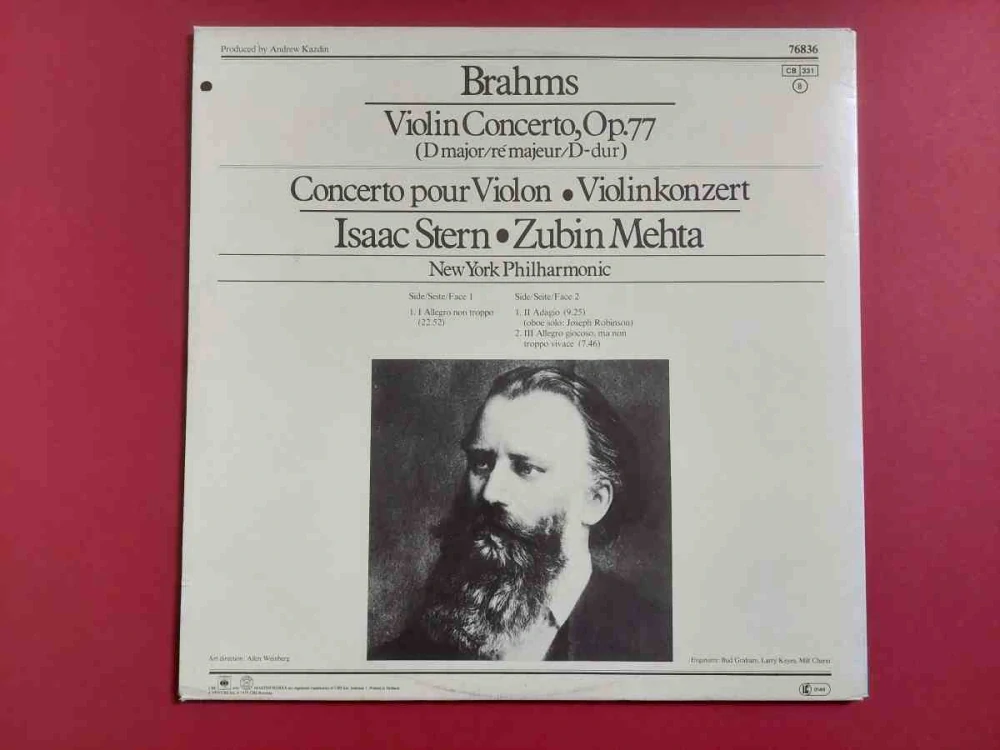 LP Brahms Violin Concerto Isaac Stern , Zubin Mehta New York Philharmonic