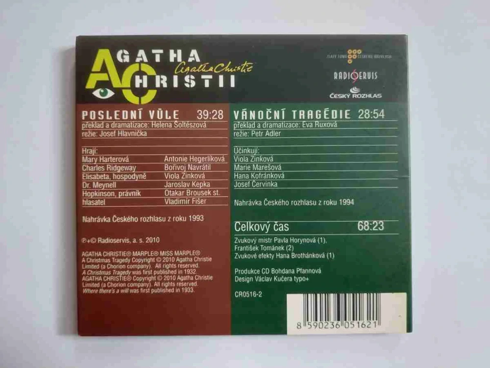 CD Agatha Christie - Poslední vůle / Vánoční tragédie