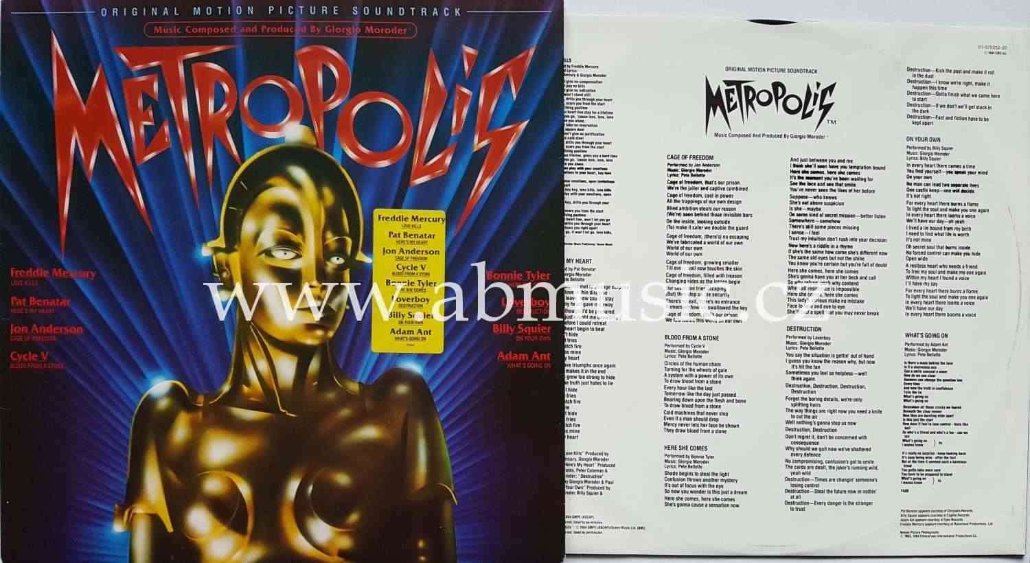 LP METROPOLIS Original Soundtrack - Freddie Mercury , Pat Benatar ...